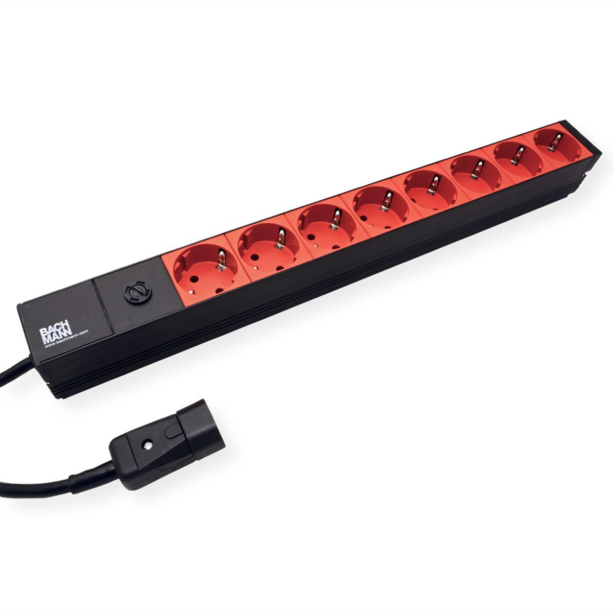 BACHMANN 19" Steckdosenleiste 8-fach 2300W, IEC320 C14 Stecker, schwarz