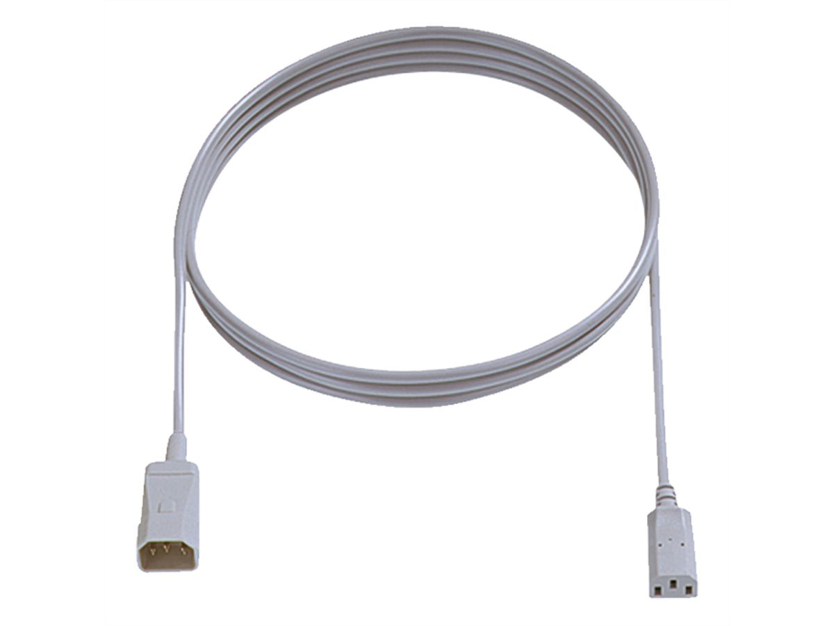 BACHMANN Kaltgeräteverlängerung H05VV-F 3G0,75mm², C14 / C13, grau, 2 m