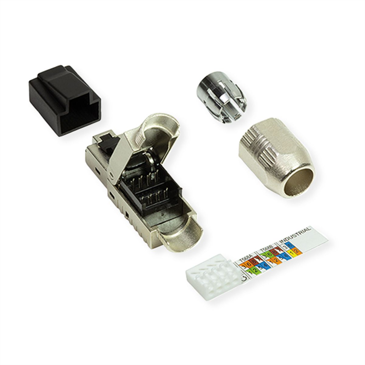 ROLINE feldkonfektionierbarer RJ-45 Stecker Cat.6A (Class EA), STP, silberfarben