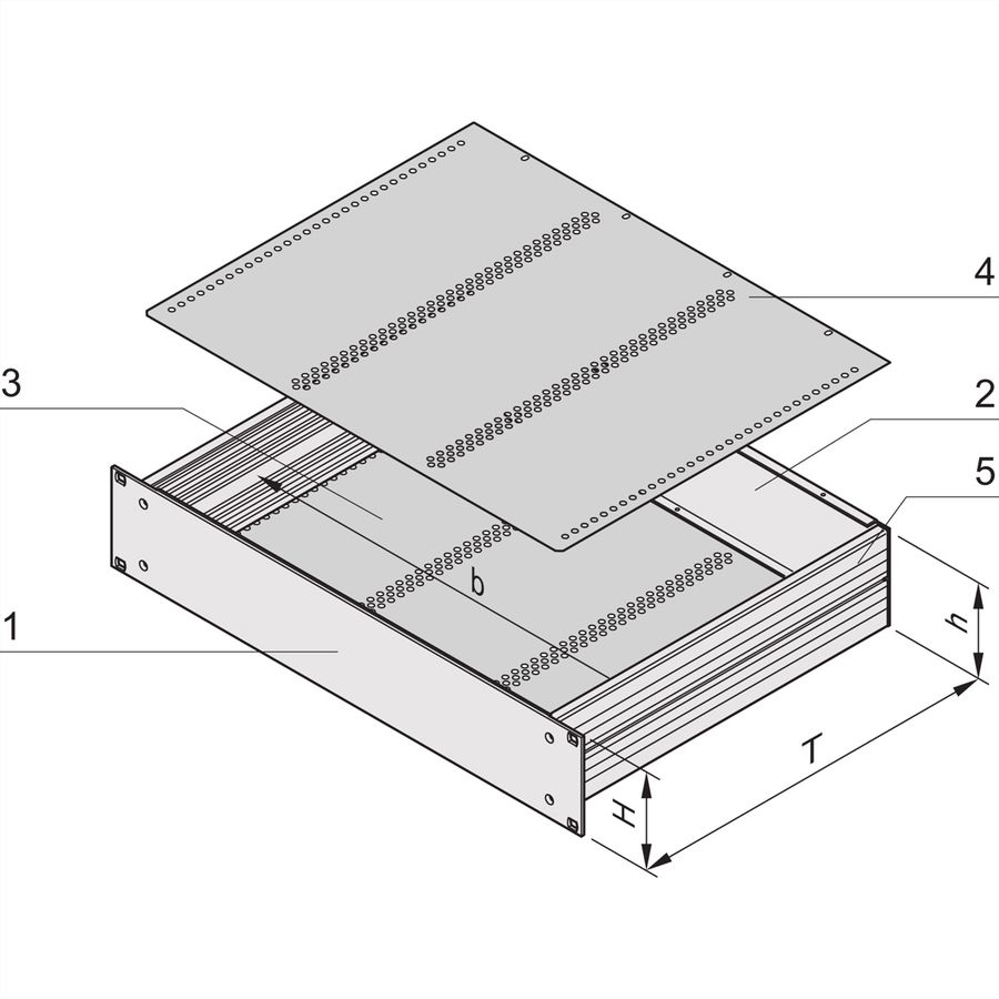 SCHROFF 19"-Kompletteinschub aus Aluminium, für den Ausbau mit Europakarten - MULTIPAC PRO 1HE 280T DBLKAA