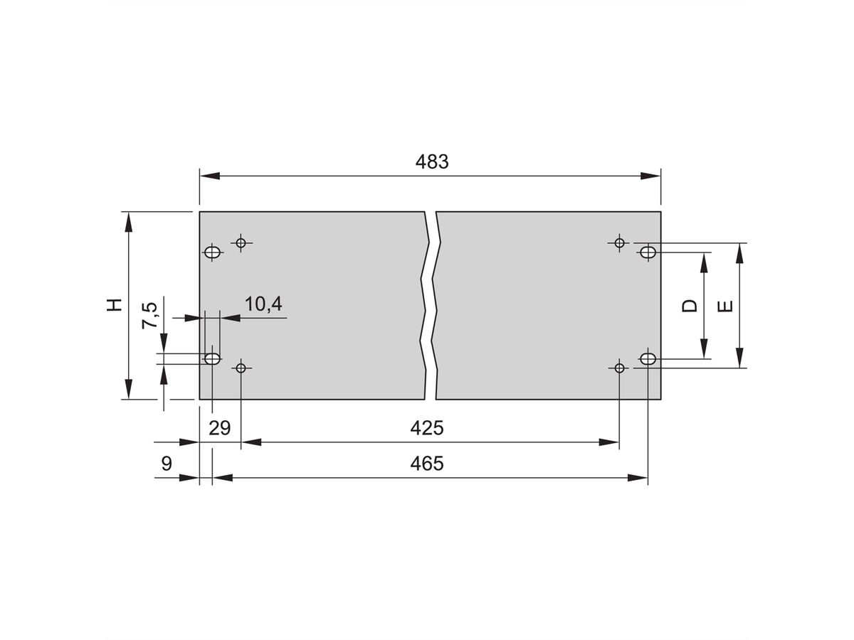 SCHROFF 19"-Frontplatten mit Löchern für Griffe - 19"-FRONTPL. 1HE VORELOXIERT