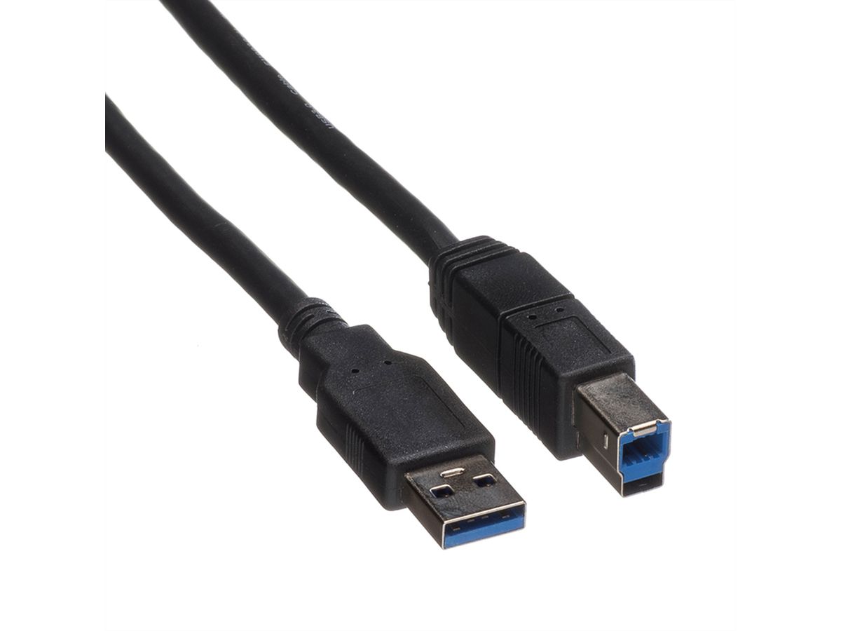 ROLINE USB 3.2 Gen 1 Kabel, Typ A-B, schwarz, 0,8 m