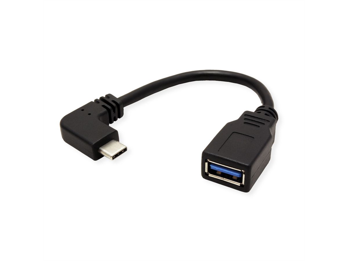 ROLINE USB 3.2 Gen 1 Kabel Typ C - Typ A, ST/BU, OTG, schwarz, 0,15 m