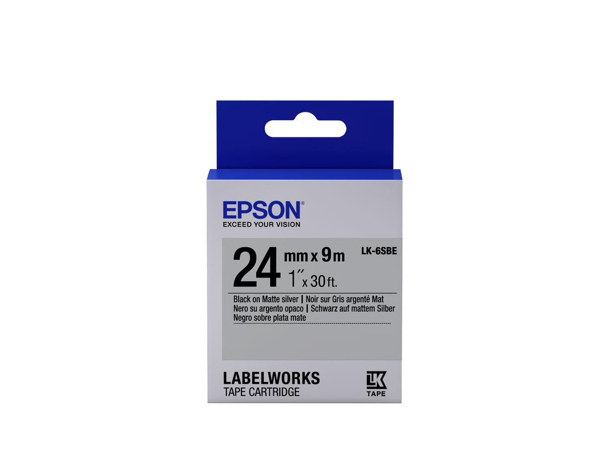Epson Etikettenkassette LK-6SBE - Matt - schwarz auf matt silber - 24mmx9m
