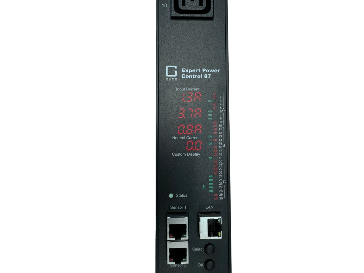 GUDE EPC 87-1310-18 30-fach switched und metered PDU, vertikaler Einbau 0HE, schwarz, 170 cm