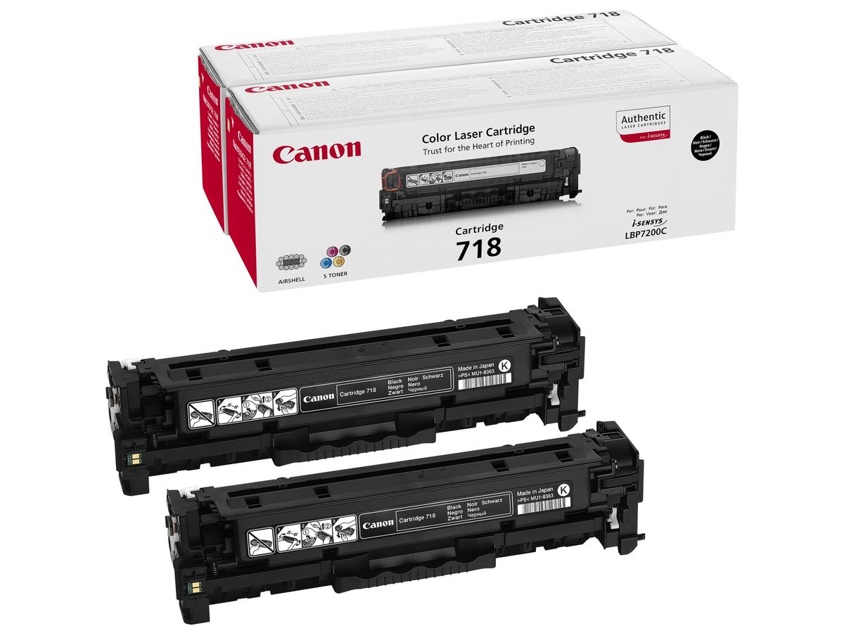 Canon CRG-718 Bk VP Original Schwarz 2 Stück(e)