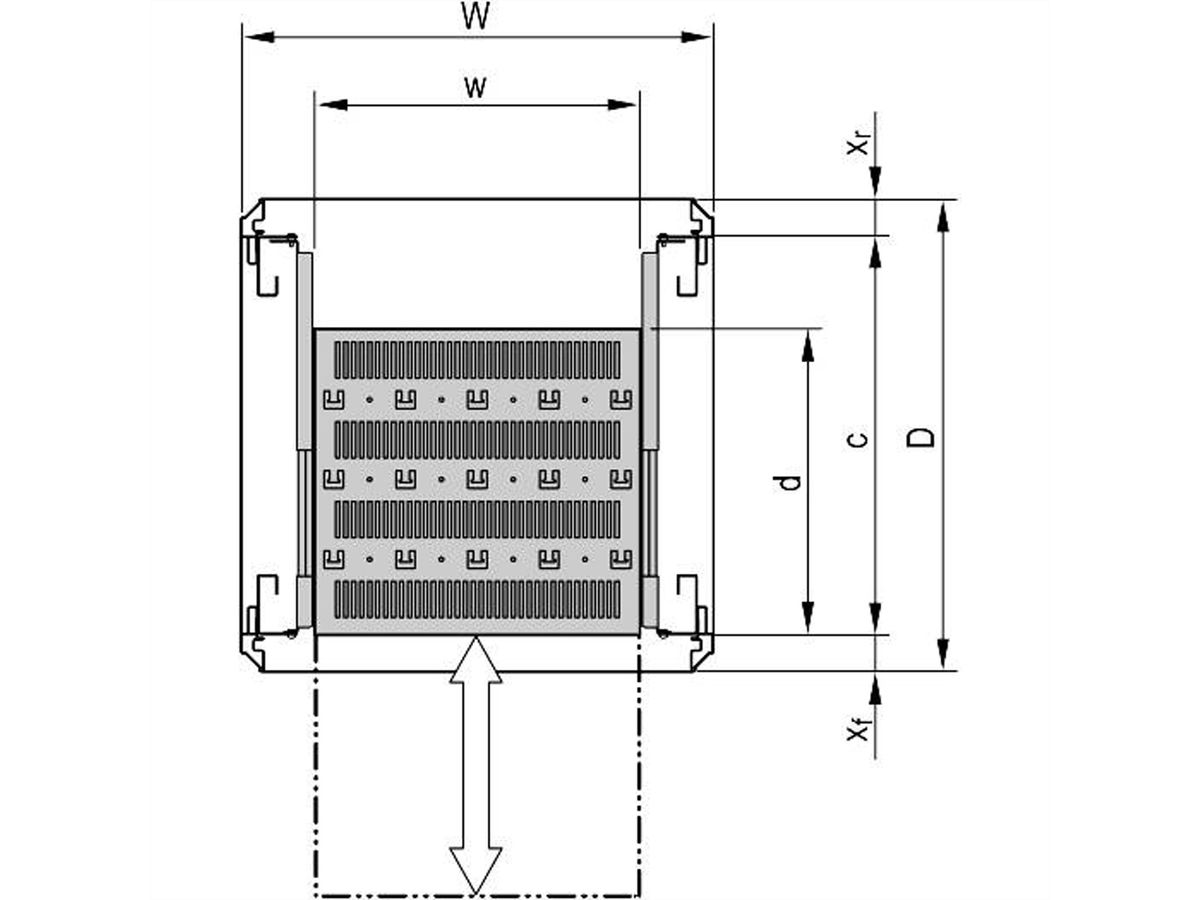 SCHROFF 19''-Fachboden ausziehbar - 19"FA AUS 1HE C=700 RED 7035