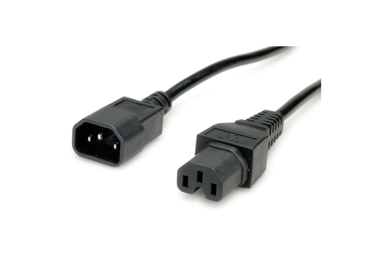 VALUE Netzkabel IEC320/C14 Stecker - C15 Buchse, H05RN-F, schwarz, 3 m