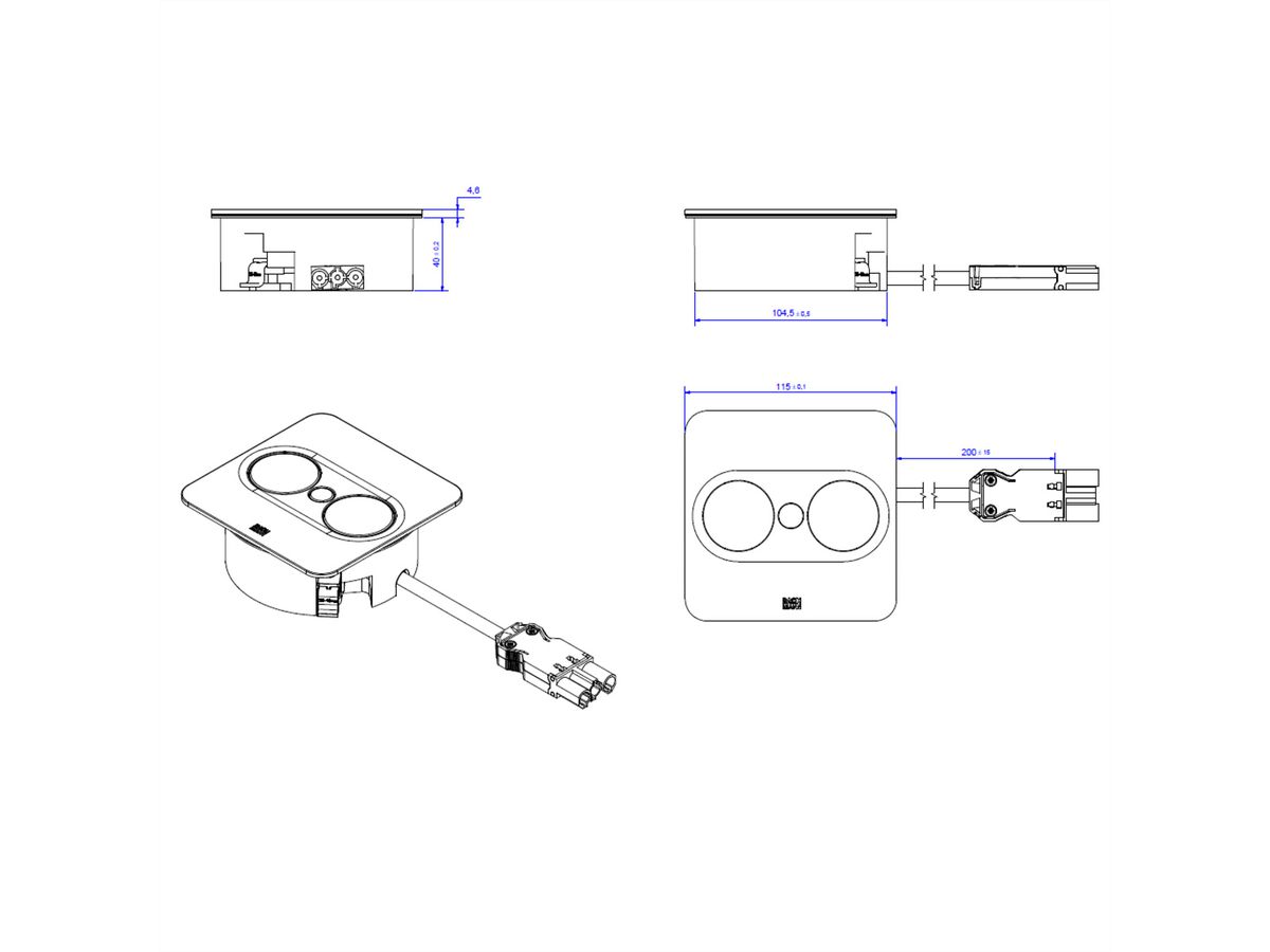 BACHMANN TWIST 2 1xUTE 1xUSB A/C 22W 0,2m GST18 silber eckig