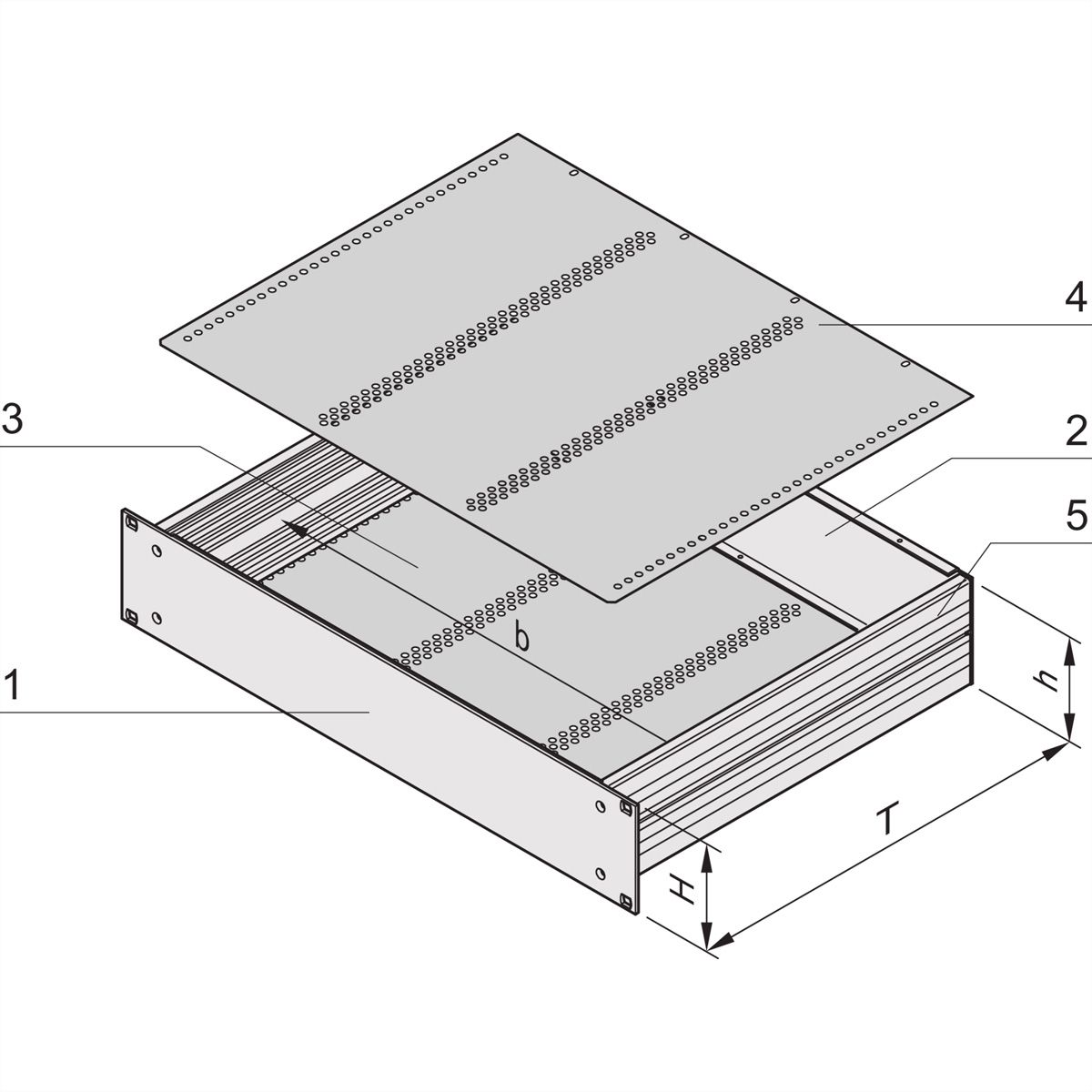 SCHROFF 19"-Kompletteinschub aus Aluminium, für den Ausbau mit Europakarten - MULTIPAC PRO 1HE 220T DBLKAA