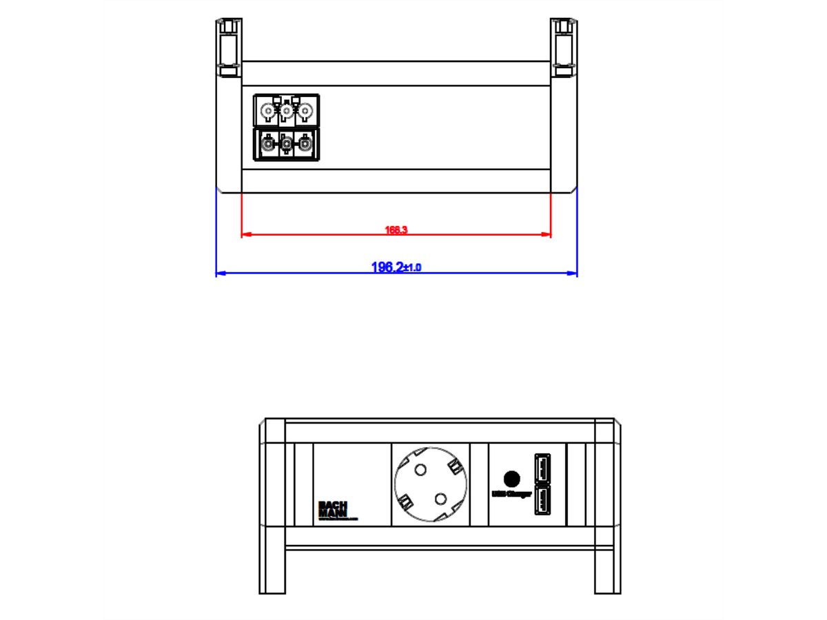 BACHMANN DESK 1x Schutzkontakt 1x USB Charger