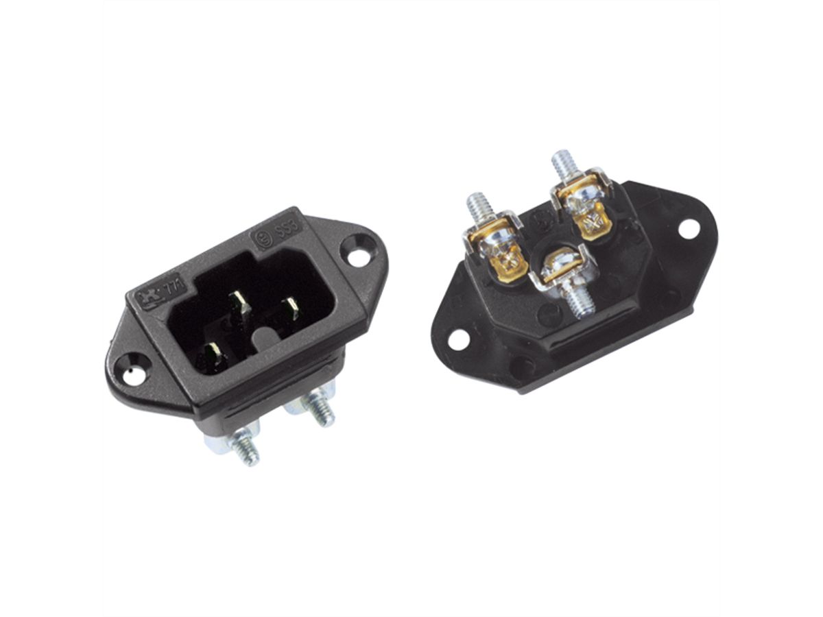 BACHMANN Heissgeräteinbaustecker IEC320 C15A, C16A mit Schraubanschlüssen, schwarz