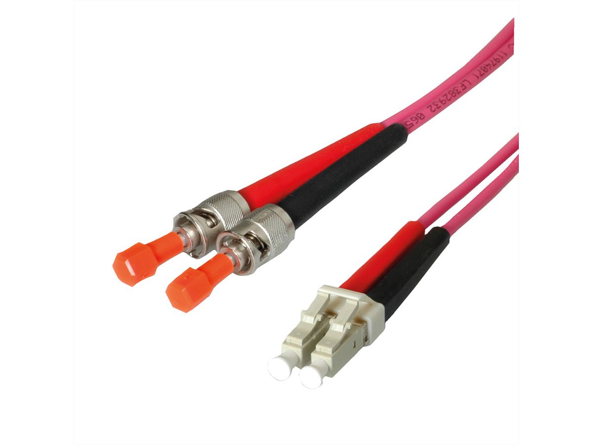 LEONI LWL-Kabel duplex 50/125µm OM4, Suhner LC/ST, 1 m