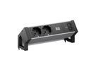 BACHMANN DESK2 ALU BLACK 2xP40, 1xUSB C/C 45W L=0,2m