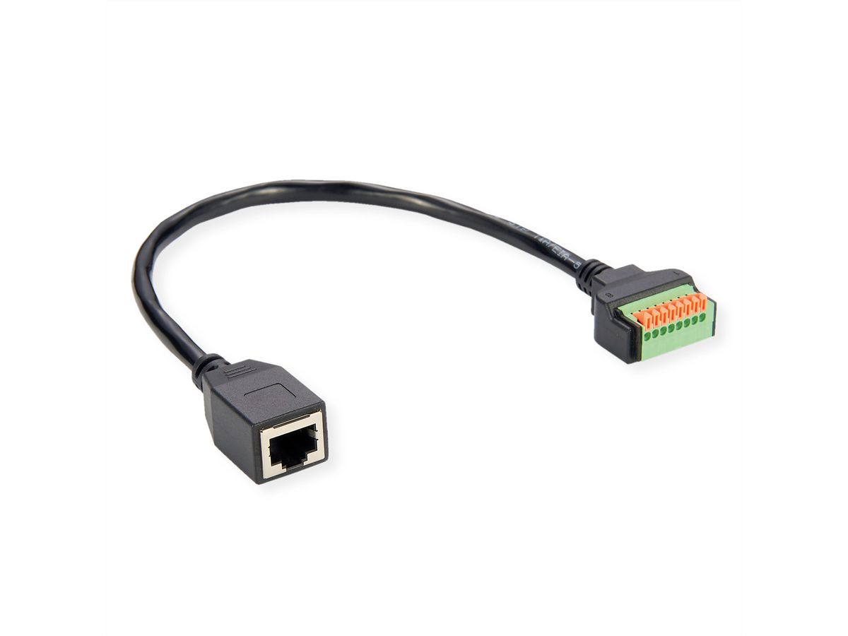 ROLINE Kabeladapter RJ45 Buchse zu Terminalblock, (Drucktasten), 30 cm