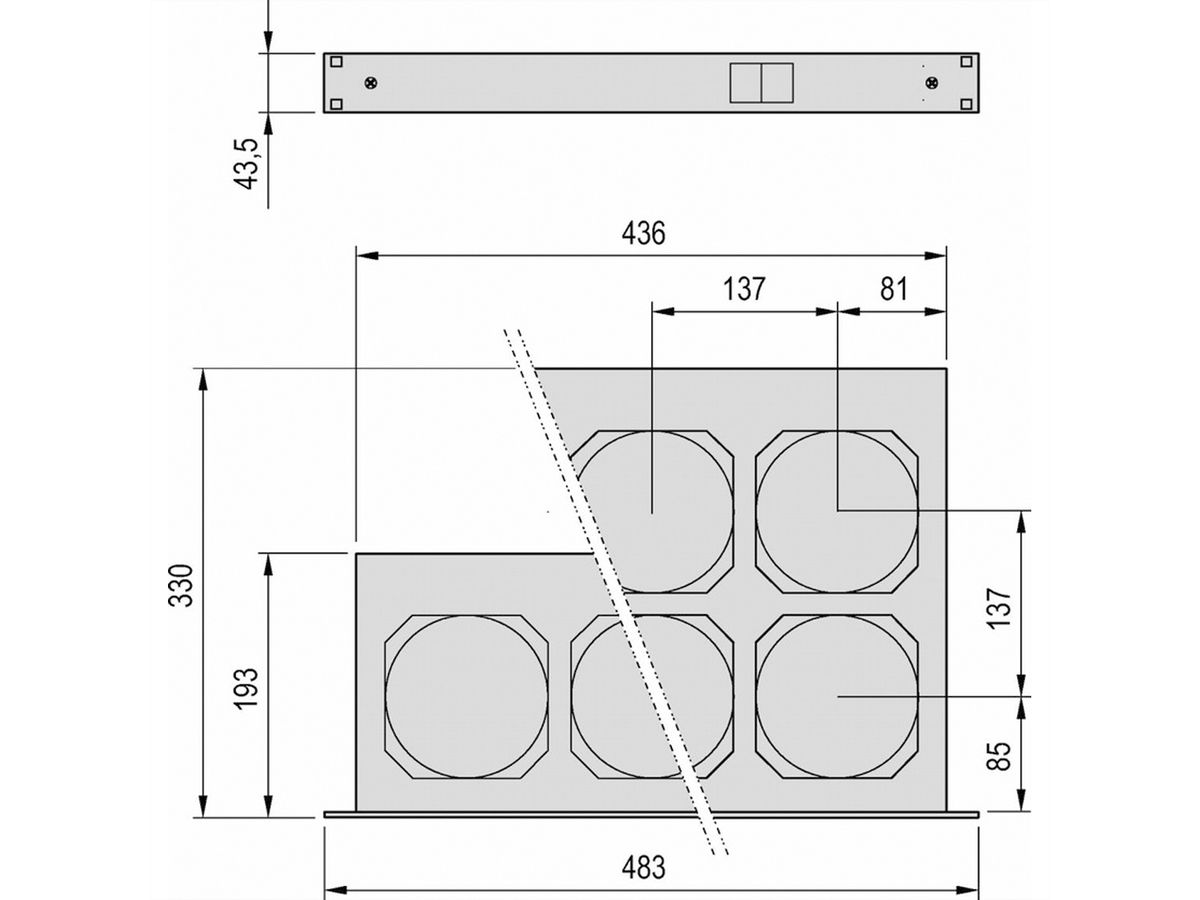 SCHROFF 19" Umlüfter, 6 Ventilatoren, 1 HE - UMLUEFTER 19"M.SCH. 115V