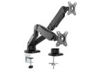 VALUE Dual LCD-Arm, Tischmontage, Gasfeder, 5 Gelenke, 12-27 Zoll, bis 2x 6,5 kg, schwarz