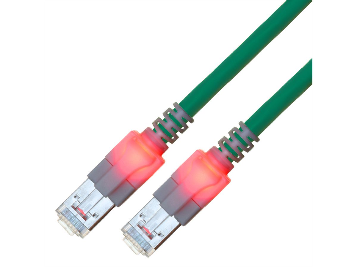 EasyLan DualBoot LED Patchkabel RJ45 S/FTP Kat.6 (Class E), mit saCon Stecker, LSOH, türkis, 10 m