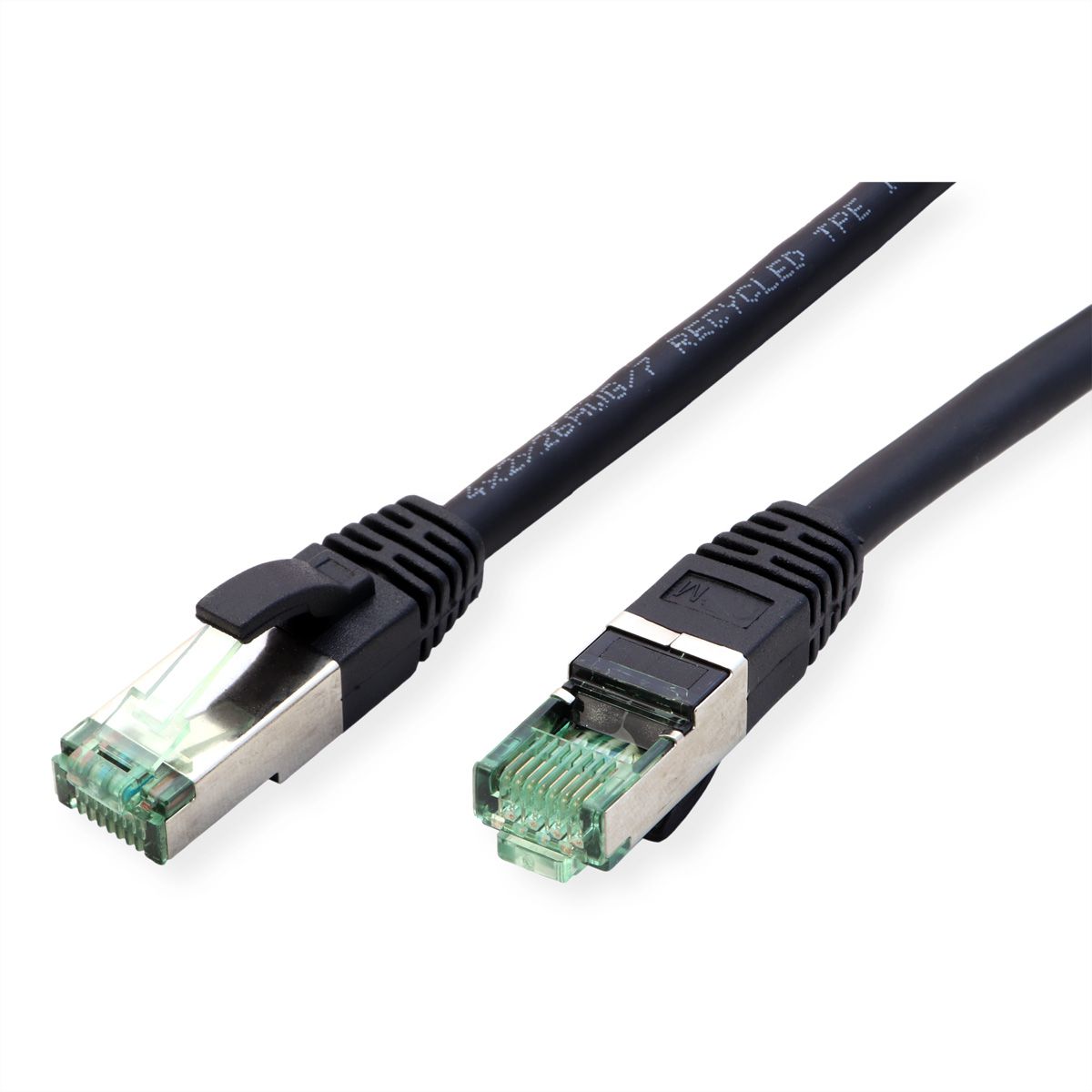 ROLINE RM Patchkabel Cat.6A S/FTP (PiMF), schwarz, 0,5 m