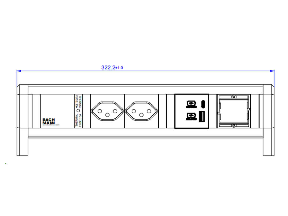 BACHMANN DESK 2xCH 1xUSB A&C 22W 1xCM, GST18 Schweiz