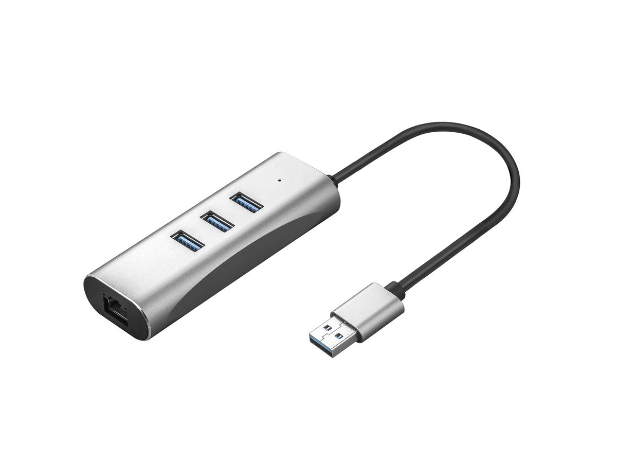 VALUE USB 3.2 Gen 1 zu Gigabit Ethernet Konverter + 3-Port USB Hub