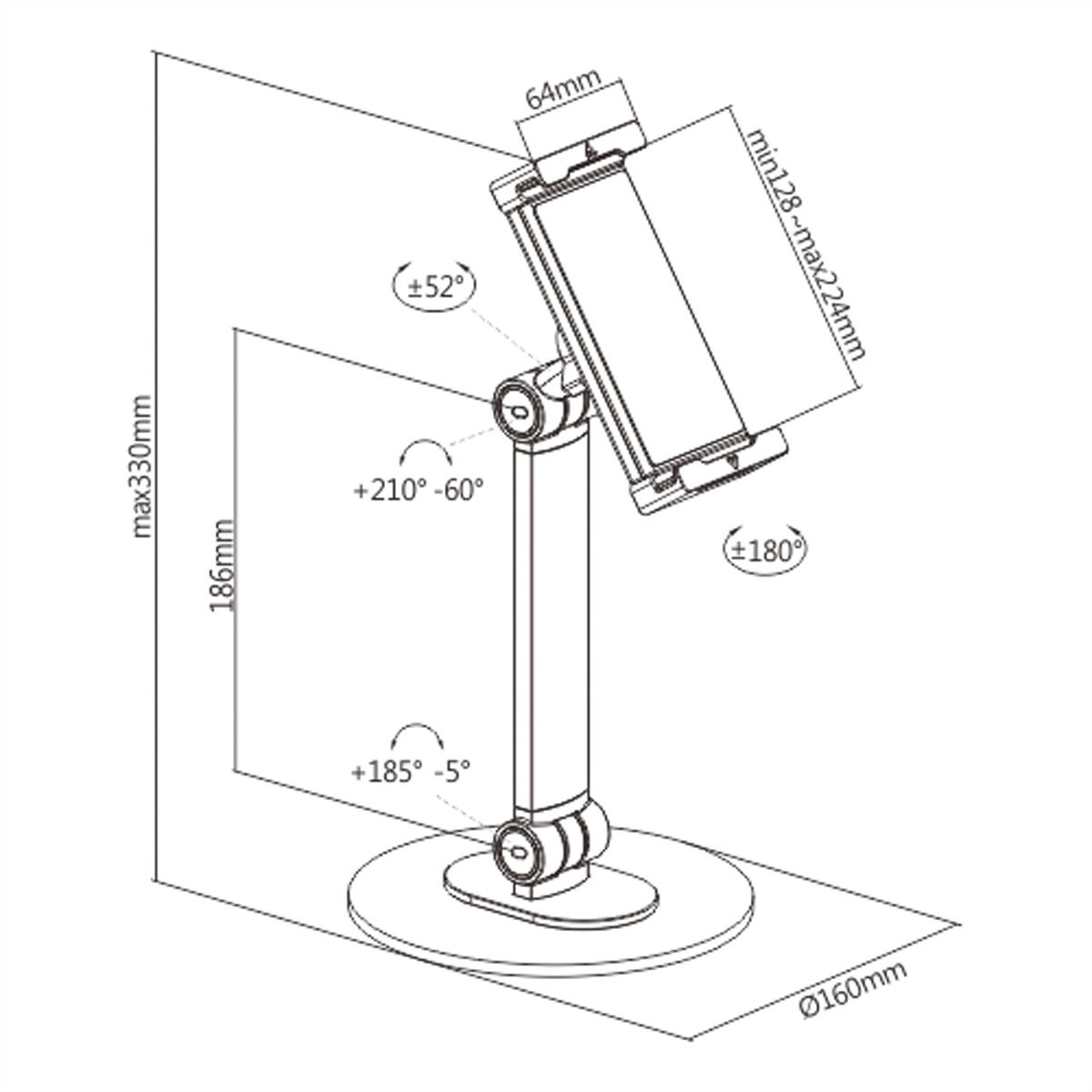 VALUE Universal-Tablet-Tischständer, solider Standfuß