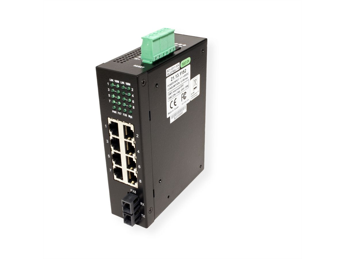 ROLINE Industrie Switch 7x RJ-45, 1x SC, unmanaged