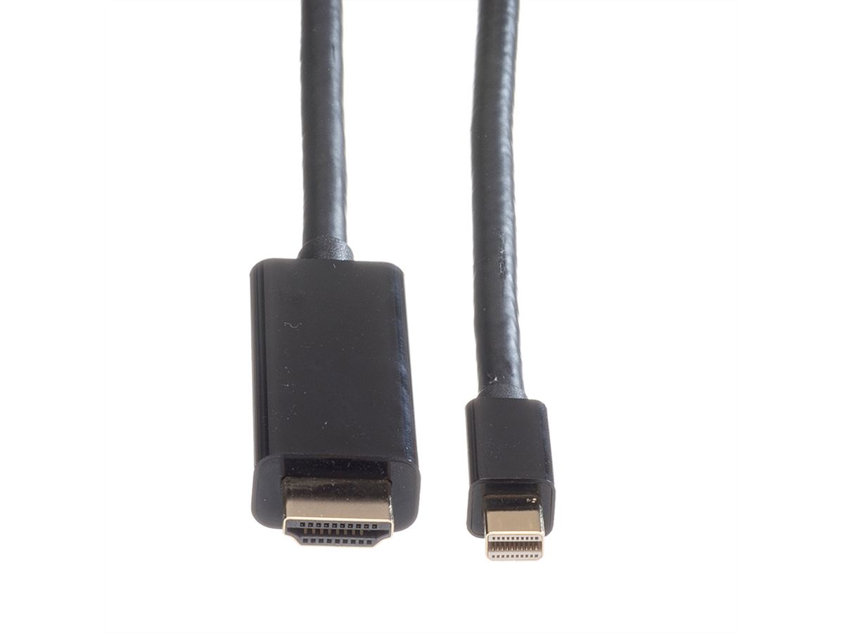 ROLINE Mini DisplayPort Kabel, Mini DP-UHDTV, ST/ST, schwarz, 2 m