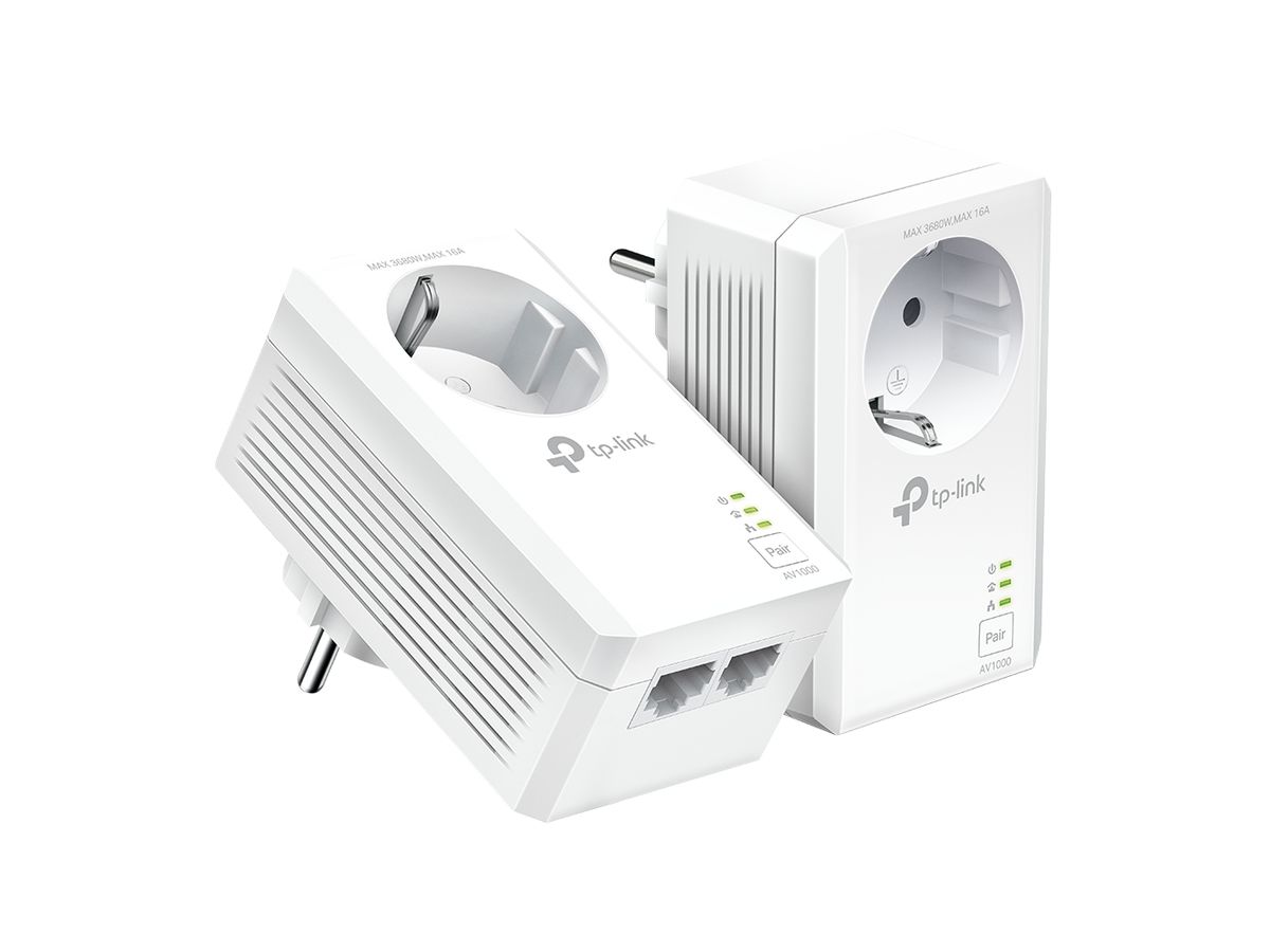 TP-Link AV1000 2-Port Gigabit Powerline Adapter mit Steckdose