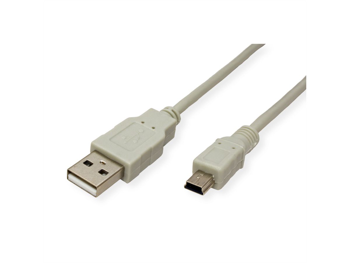 STANDARD USB 2.0 Kabel, Typ A - 5-Pin Mini, beige, 0,8 m