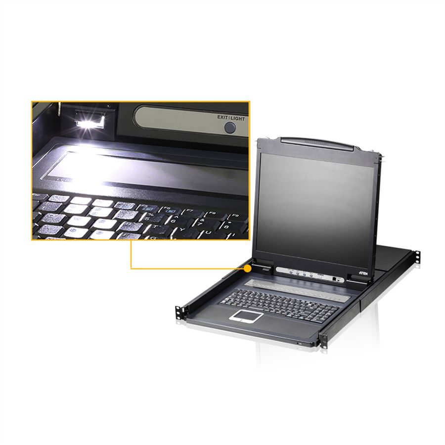 ATEN CL1308N KVM-Switch, 48cm TFT, VGA, PS/2-USB, 8 Port, FR-Layout
