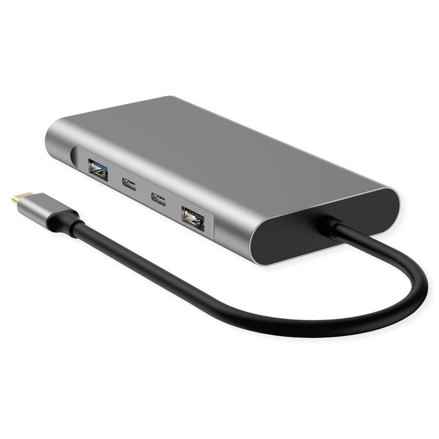 VALUE USB-C Dockingstation, 4k HDMI, DP, VGA, Gigabit Ethernet, USB-C, USB-A, PD