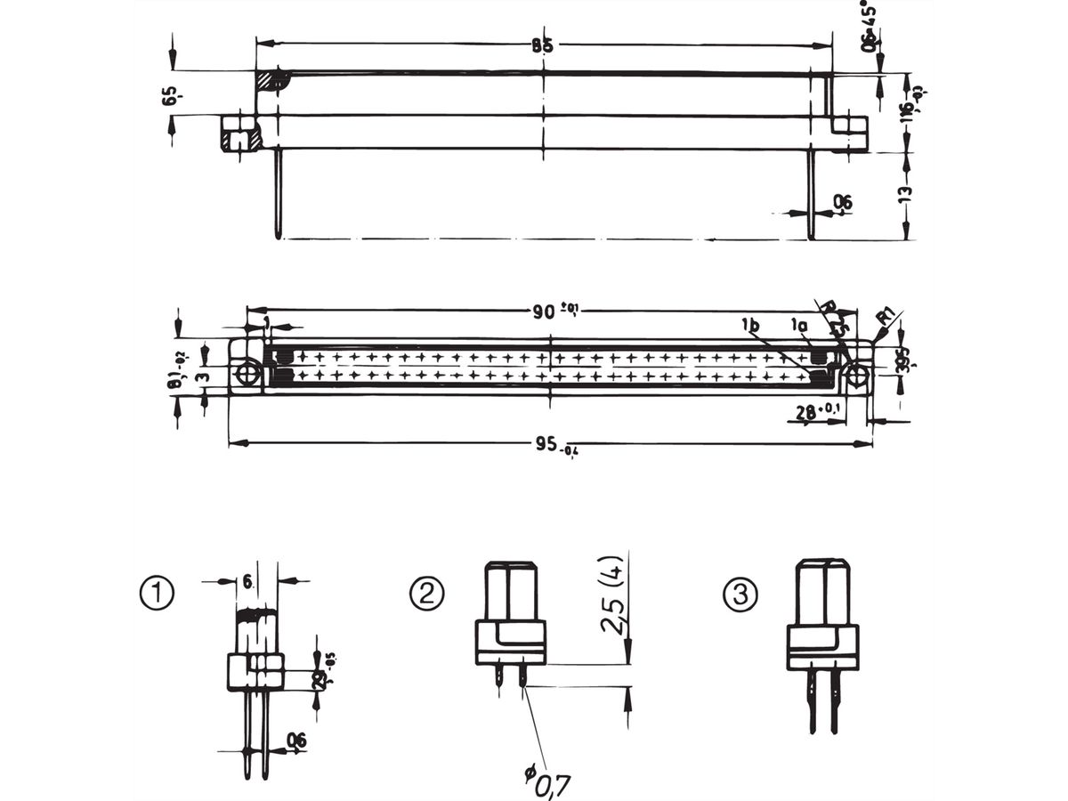 SCHROFF Federleiste - FEDERLEISTE B64, EINLOET 2,5