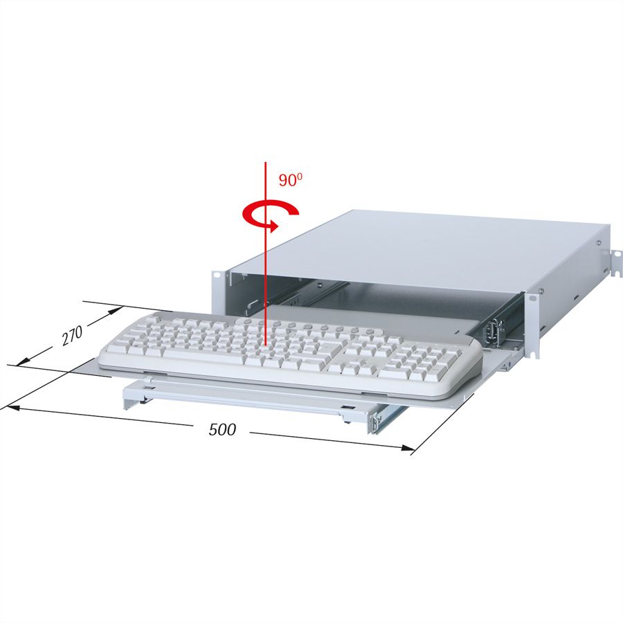 19"-Tastatureinschub 2 HE, mit klappbarer Frontplatte