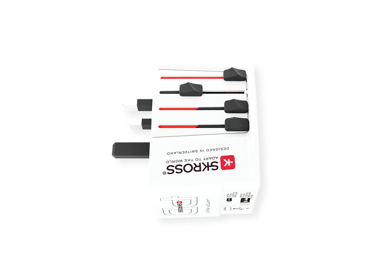 Skross MUV USB A/C 45PD Reiseadapter mit USB-C Kabel, Weltweit