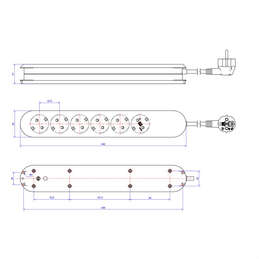 BACHMANN SMART Steckdosenleiste 6x Schutzkontakt, schwarz, 1,5 m