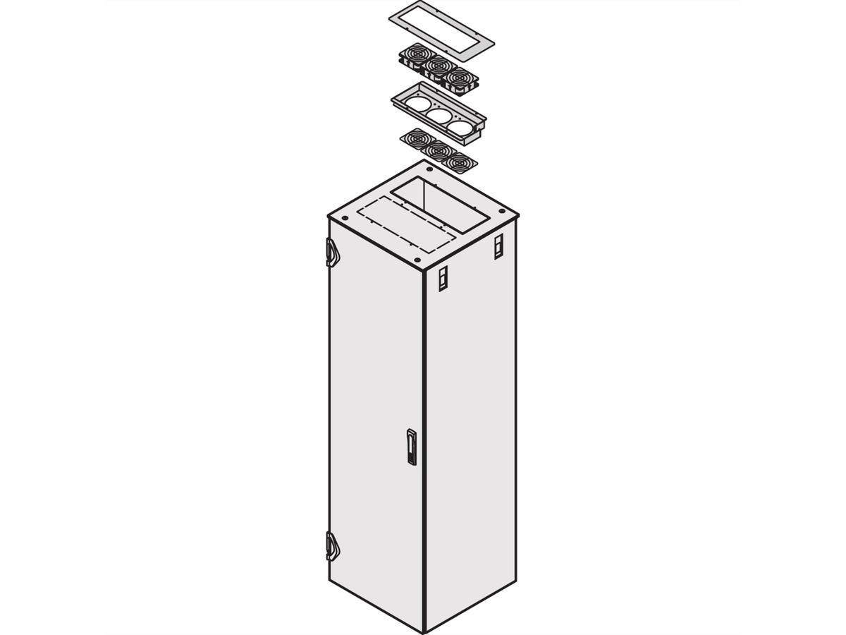 SCHROFF Flachdach mit Ausbruchzonen - DACH 600B1000T AUSBR.RAL7021