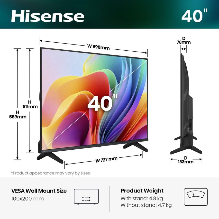 Hisense TV 40A49S 40", FHD, 60Hz