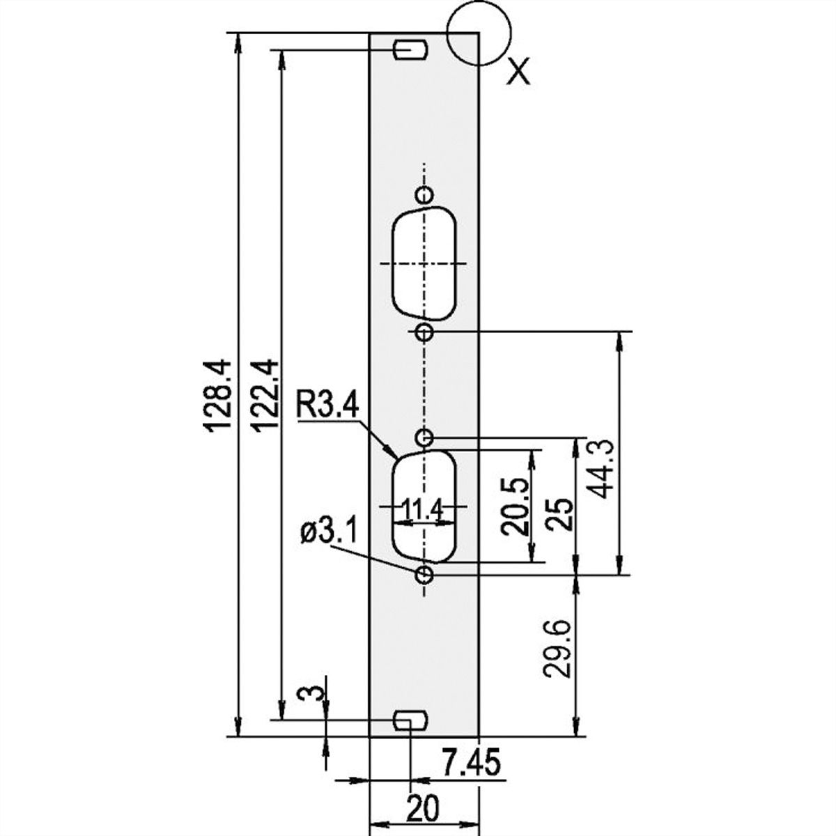 SCHROFF Frontplatten für D-Sub Steckverbinder - TEILFRPL.3HE 4TE 2X 9POL.EMC