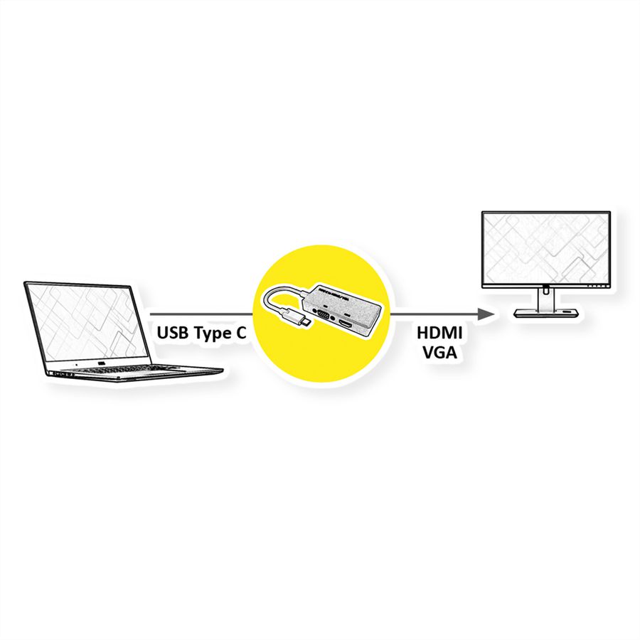 VALUE Display Adapter USB Typ C - VGA / HDMI