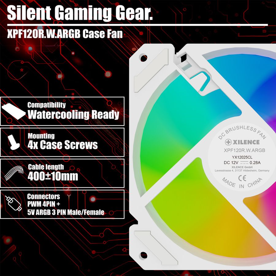 XILENCE Performance A+ REVERSE XF066, 120mm ARGB LED Lüfter weiß