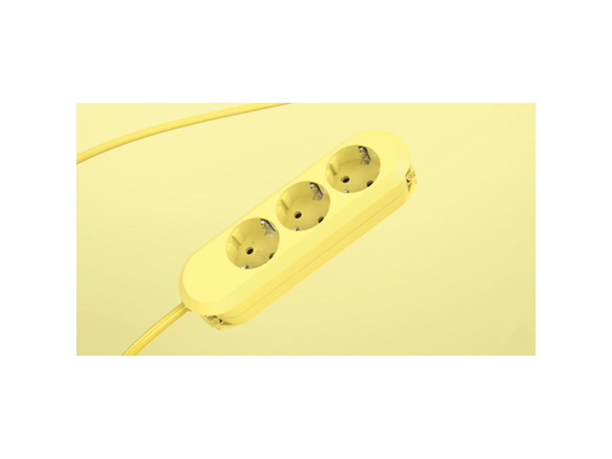 BACHMANN SMART Steckdosenleiste 3x CEE7/3, mit Schutzkontakt-Winkelstecker, gelb, 1,5 m
