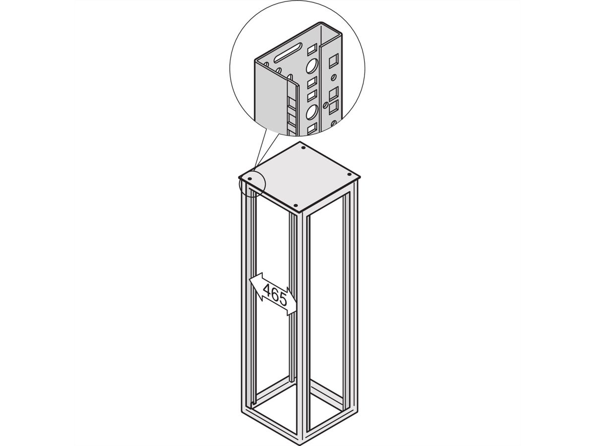 SCHROFF 19"-Winkelprofil mit Universal-Lochung (EIA), RAL 7021 - WINKELPROFIL 19" 8HE 7021(2X)