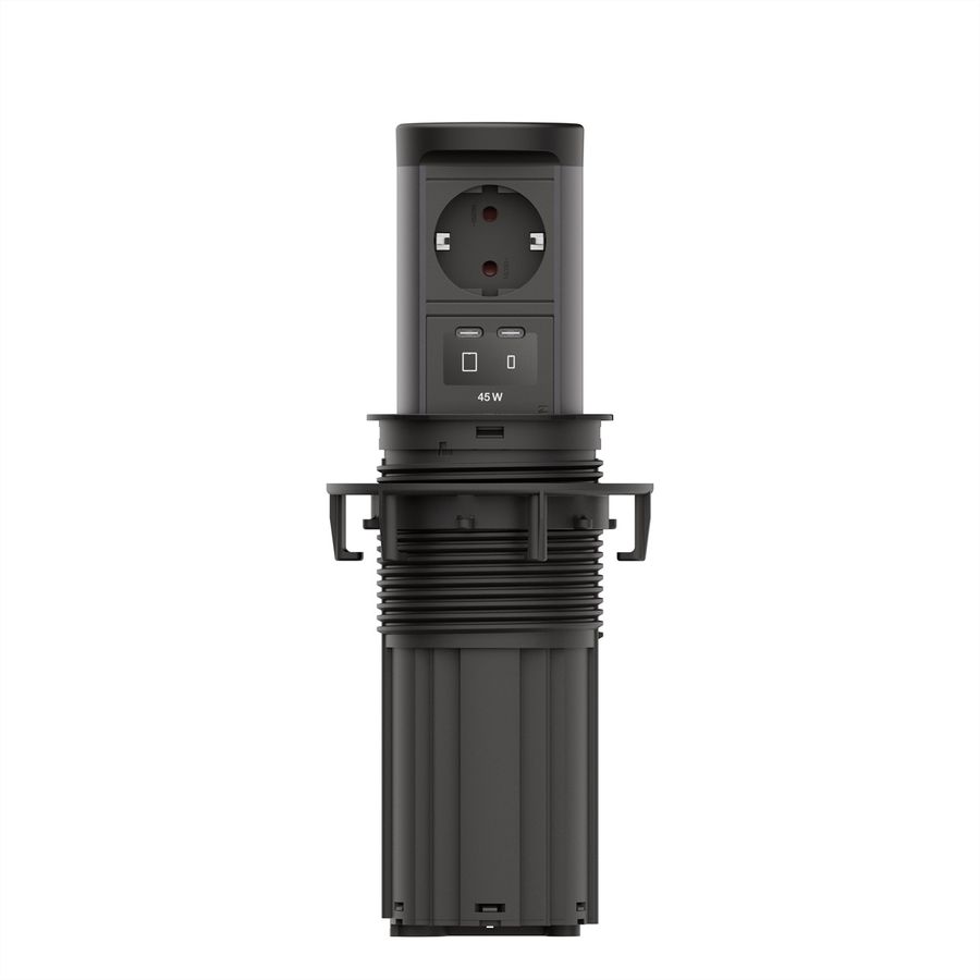 BACHMANN ELEVATOR2 1xCEE7/3, 1xUSB C/C 45W RAL9005 2,0 m AEH