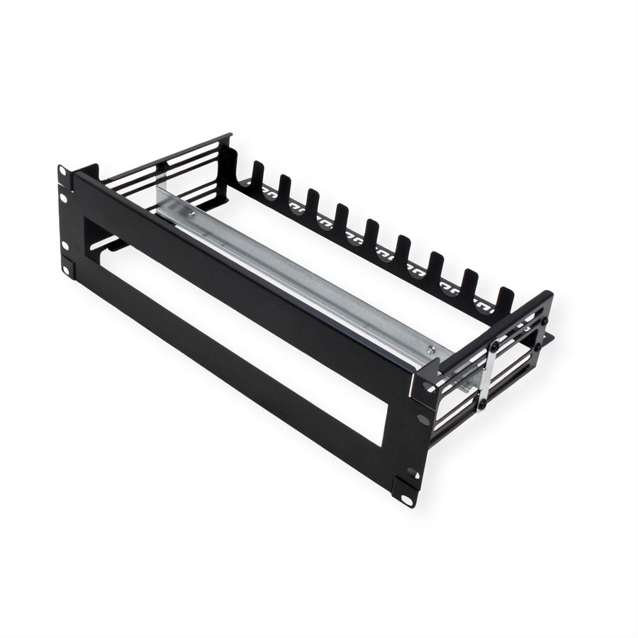 VALUE 19-Zoll-Tragrahmen für Hutschienengeräte, 3HE, schwarz