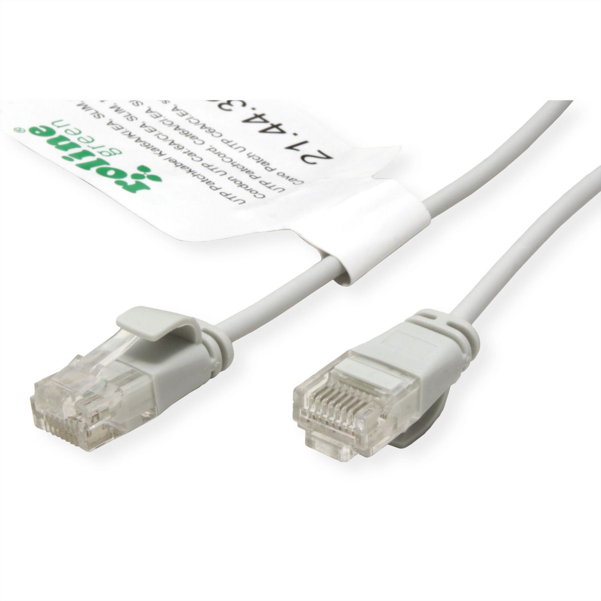 ROLINE GREEN UTP Patchkabel Cat.6A (Class EA), LSOH, slim, grau, 0,15 m