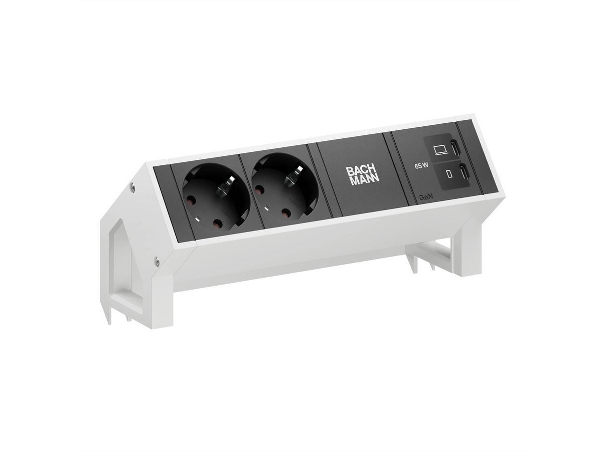 BACHMANN DESK2 2xCEE7/3 1xUSB C/C 65W, L=0,2m RAL9010