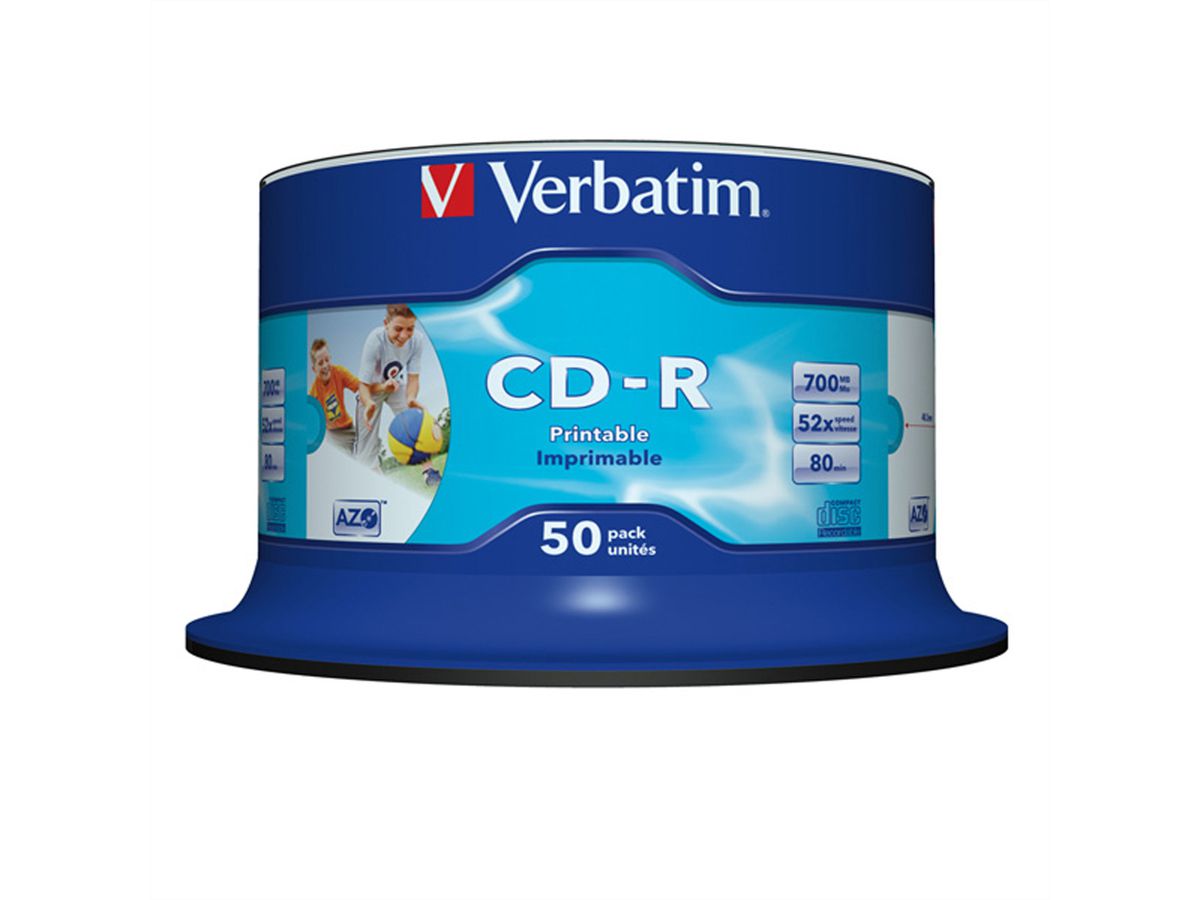 VERBATIM CD-R, 50er Spindel, printable, 52fach