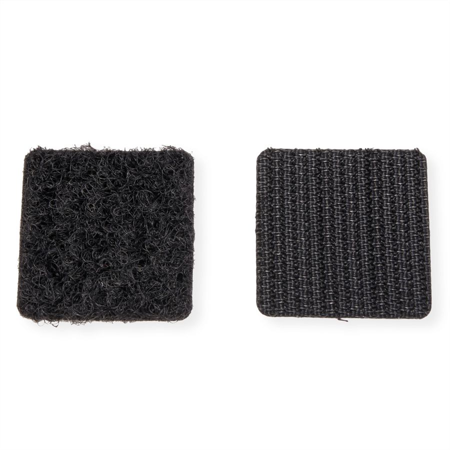 VELCRO® Klettquadrate Selbstklebend, Haken & Flausch 25mm x 25mm x 24 sets Schwarz