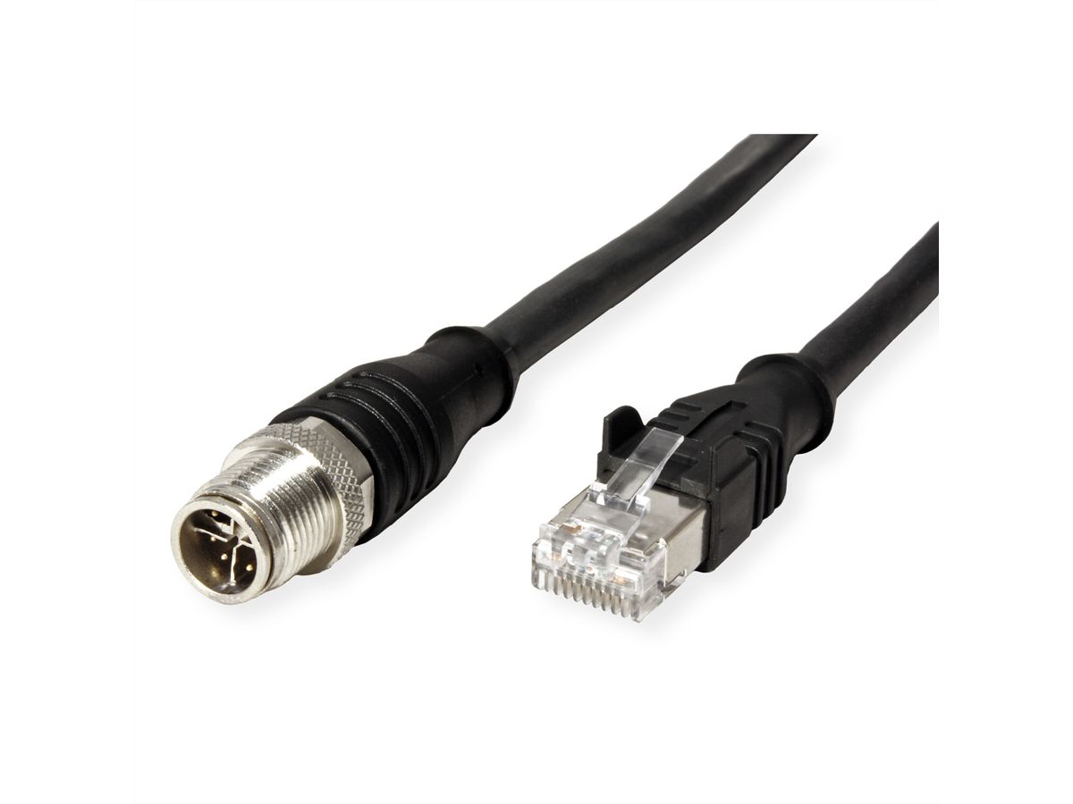 METZ CONNECT Verbindungsleitung M12 ST-RJ45 ST, 4-polig X-kodiert, schwarz, 1 m